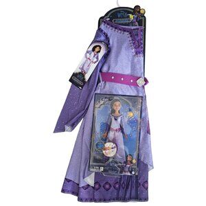 Disney Wish Girls Asha Dress & Singing Doll Costume 4-6X Set Halloween Gift NEW